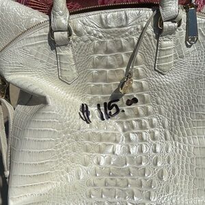 Elegant Cream Crocodile-Embossed Tote Bag